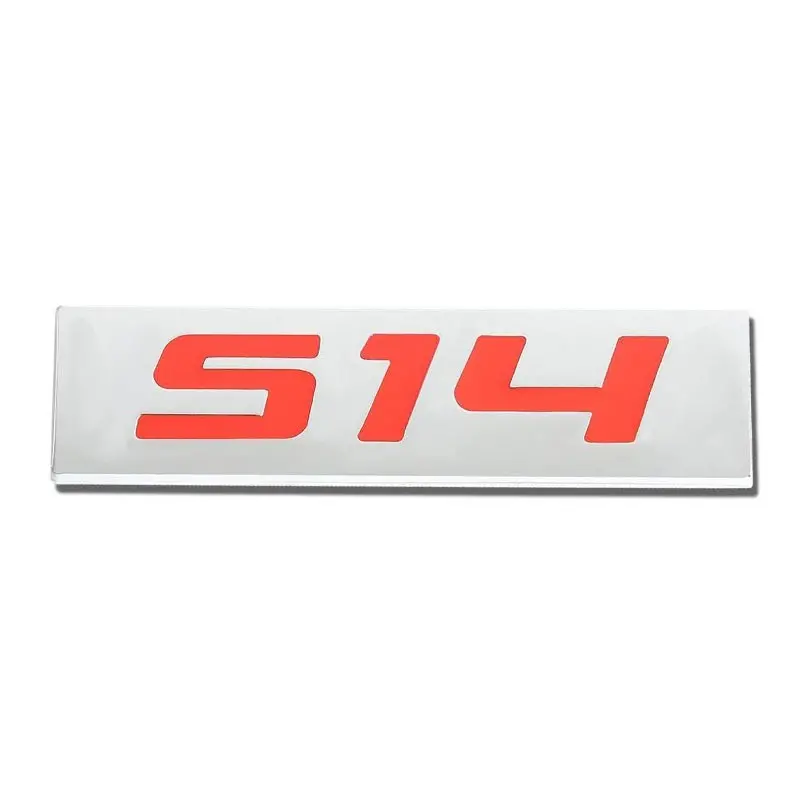 Red/Chrome S14 Sign Trim Sport Auto Trunk Polished Badge Decal Emblem 3M Tape 1