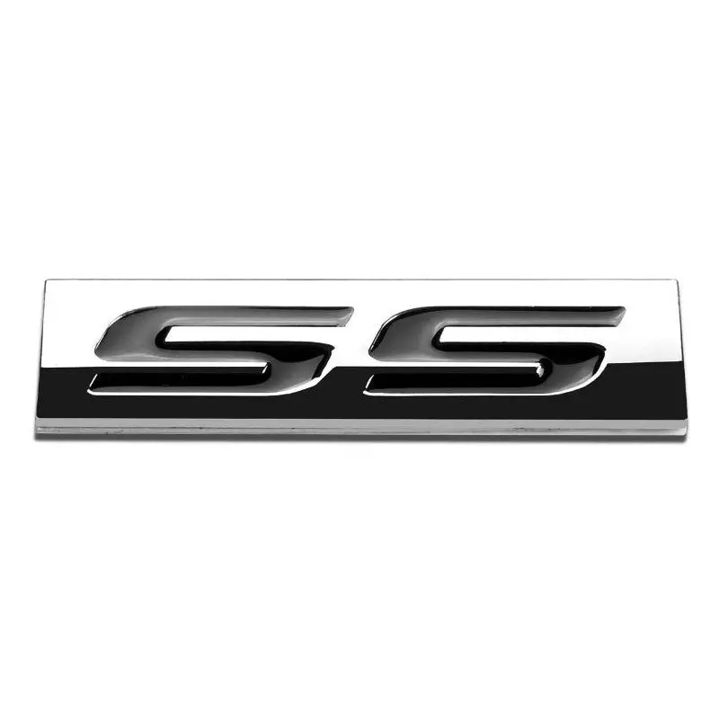 Black/Chrome Ss Letter Sign Rear Trunk Polished Hood Badge Decal Plate Emblem 1