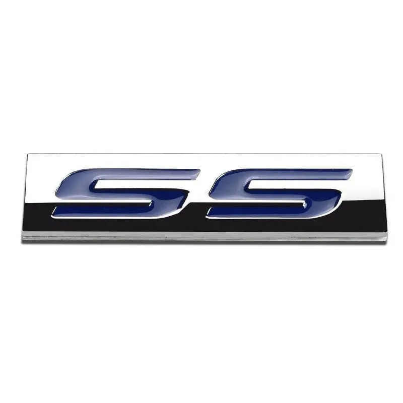 Blue/Chrome Ss Logo Plate Sport Motor Trunk Metal Badge Decal Sticker Emblem 1