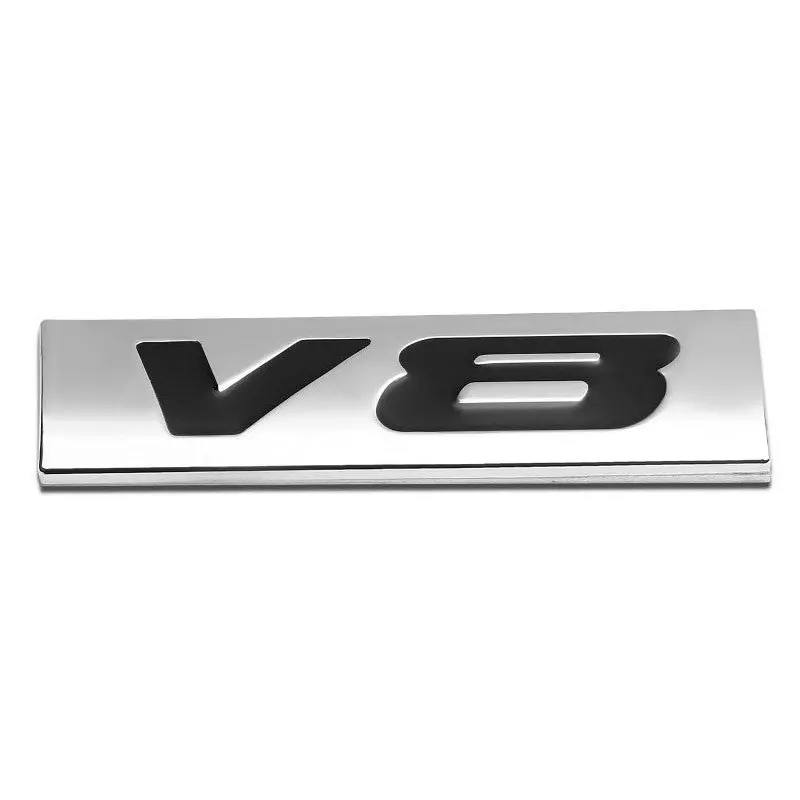 Black/Chrome V8 Letter Sign Engine Rear Trunk Polished Badge Decal Plate Emblem 1