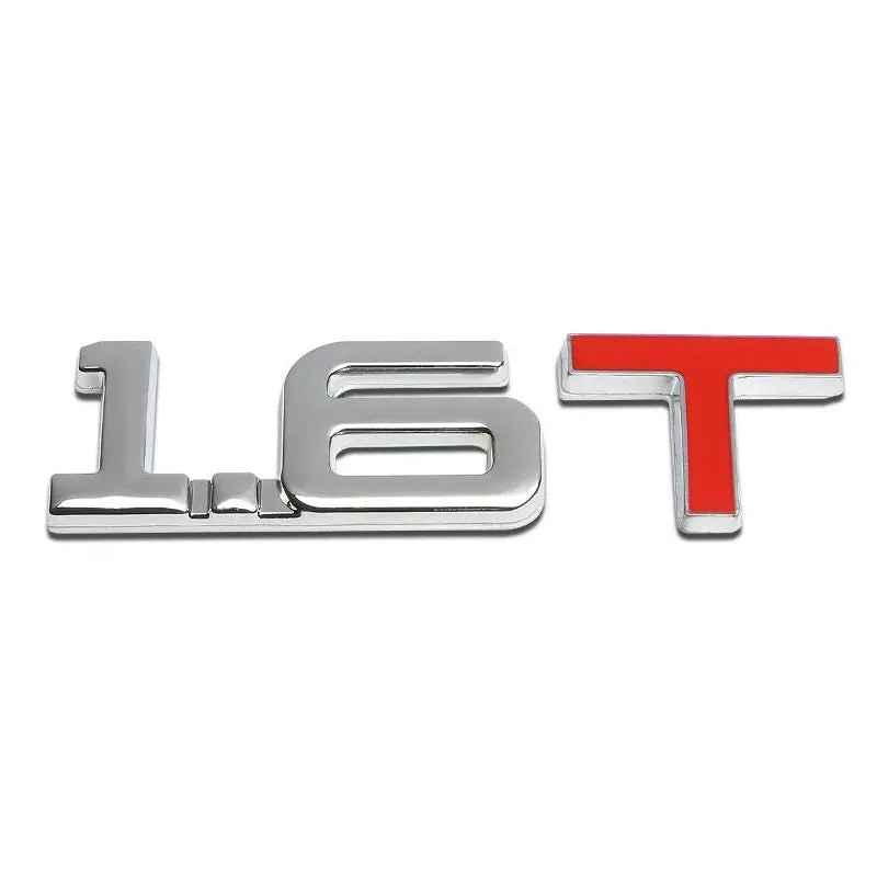 Chrome 1.6T Sign Logo Auto Engine Trunk Metal Badge Emblem Decal W/ 3M Adhesive 1