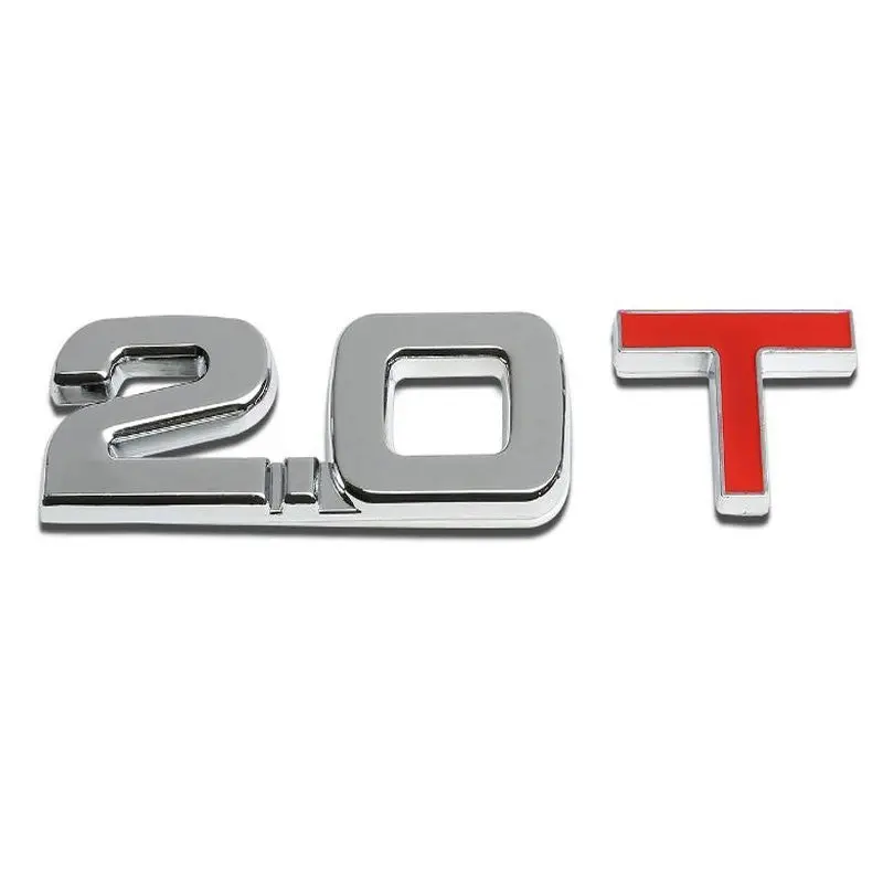 Chrome 2.0T Lettering Sign Plate Reartrunk Logo Badge Emblem Decal Sticker 1