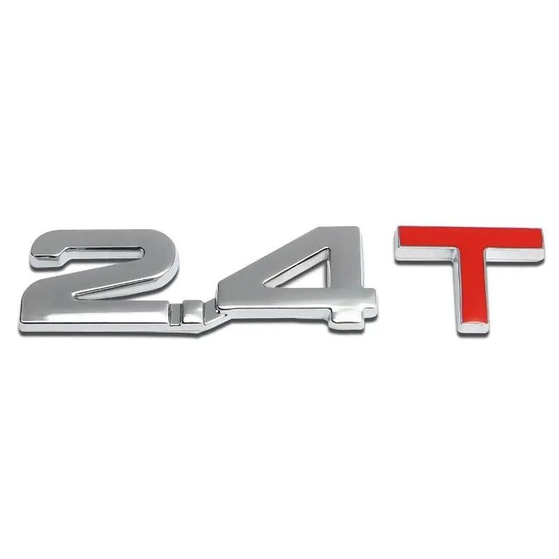 Chrome 2.4T Number Sign Logo Rear Trunk Badge Emblem Decal W/ 3M Adhesive 1