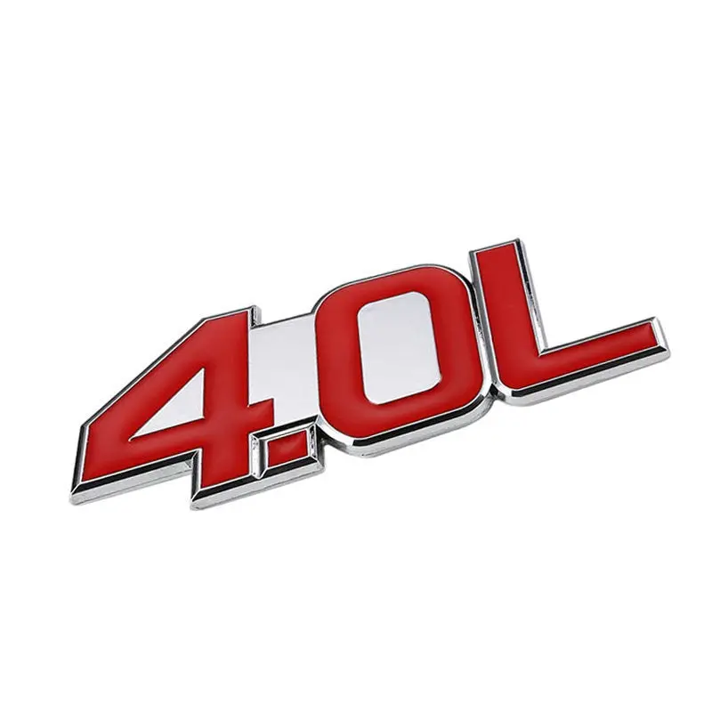 Red/Chrome 4.0L Logo V6 Sport Car Engine Emblem Metal Decal Plate Badge 3M 1