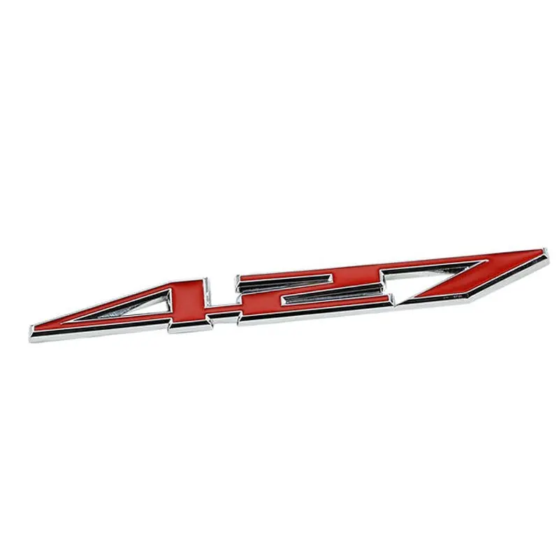 Red/Chrome 427 Logo Sign Turbo Engine Sport Car Badge Emblem Decal Plate 1