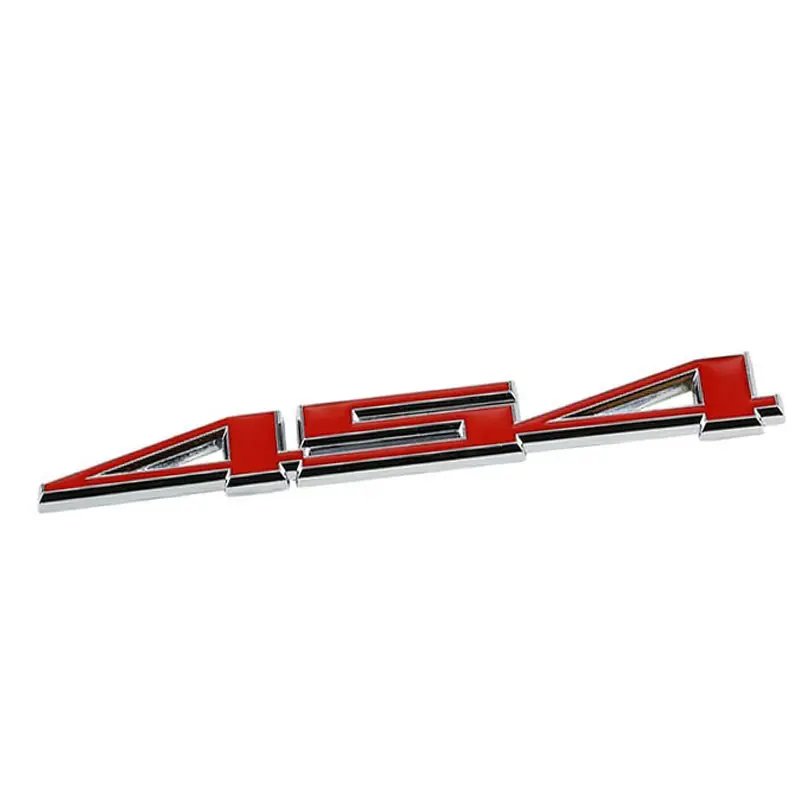 Red/Chrome 454 Letter Logo Engine Trunk Badge Emblem Metal Decal Plate 3M Tape 1