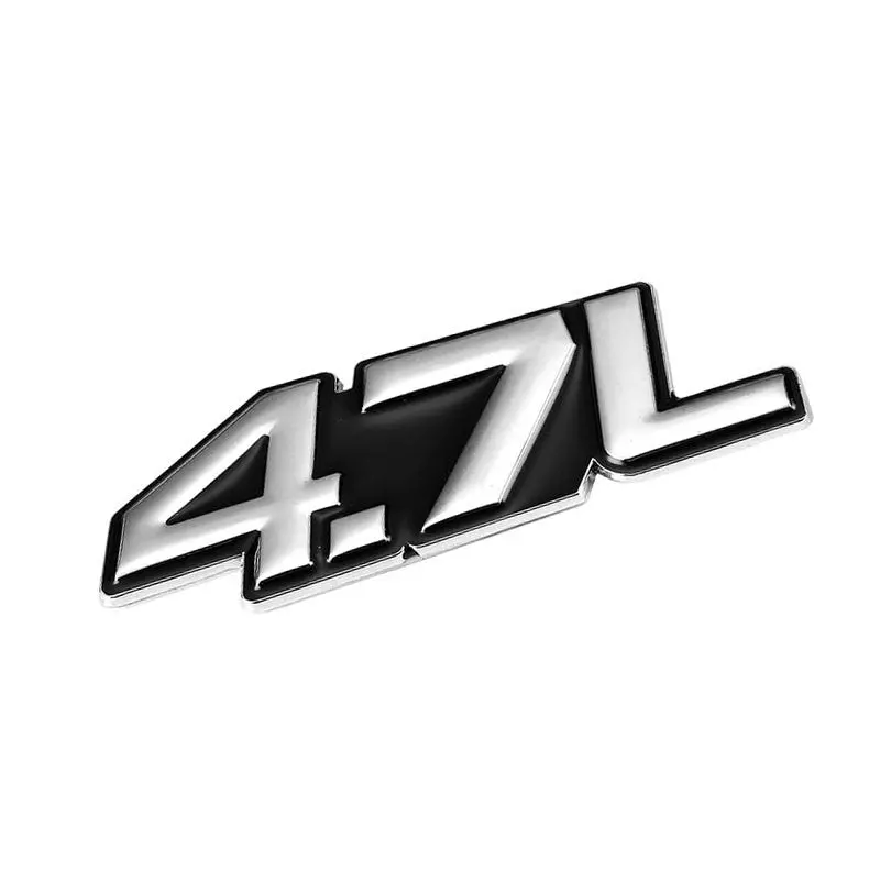 Black/Chrome 4.7L Symbol V8 Engine Auto Trunk Badge Emblem Decal 3M Sticker 1