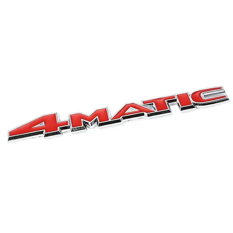 Red/Chrome 4Matic Plate Logo V8 Engine Sport Badge Metal Emblem Decal 3M Sticker 1
