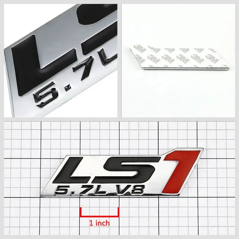 Black/Red 5.7L / Ls1 Engine Auto Trunk Badge Emblem Decal 3M Adhesive Sticker 2