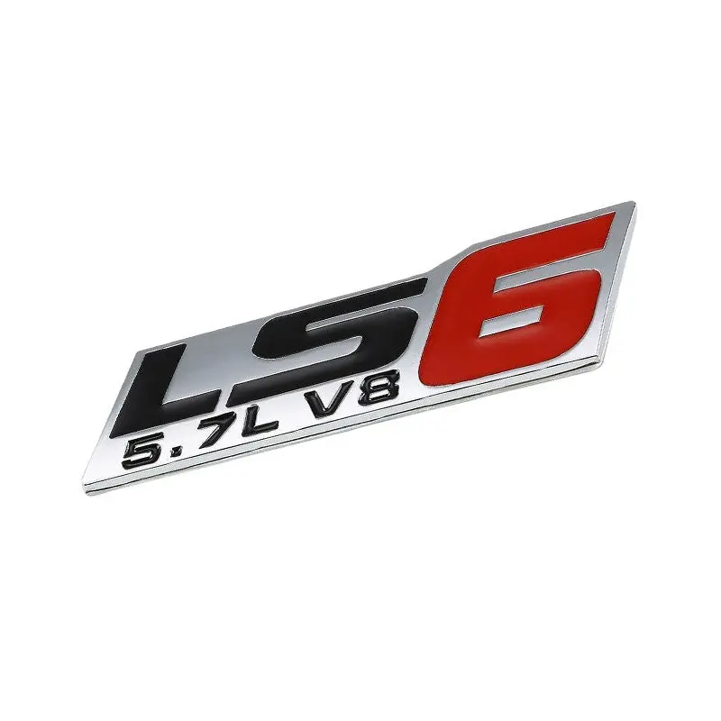Black/Red 5.7 / Ls6 Plate Engine Car Trunk Badge Emblem Metal Decal 3M Sticker 1