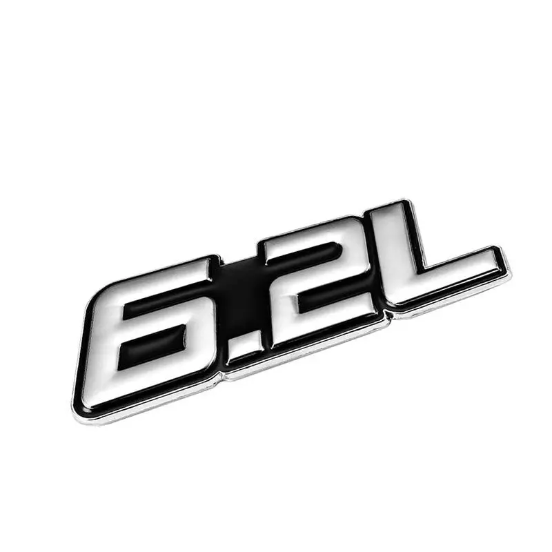 Black/Chrome 6.2L Symbol V8 Luxury Car Badge Emblem Metal Plate Decal 3M Sticker 1