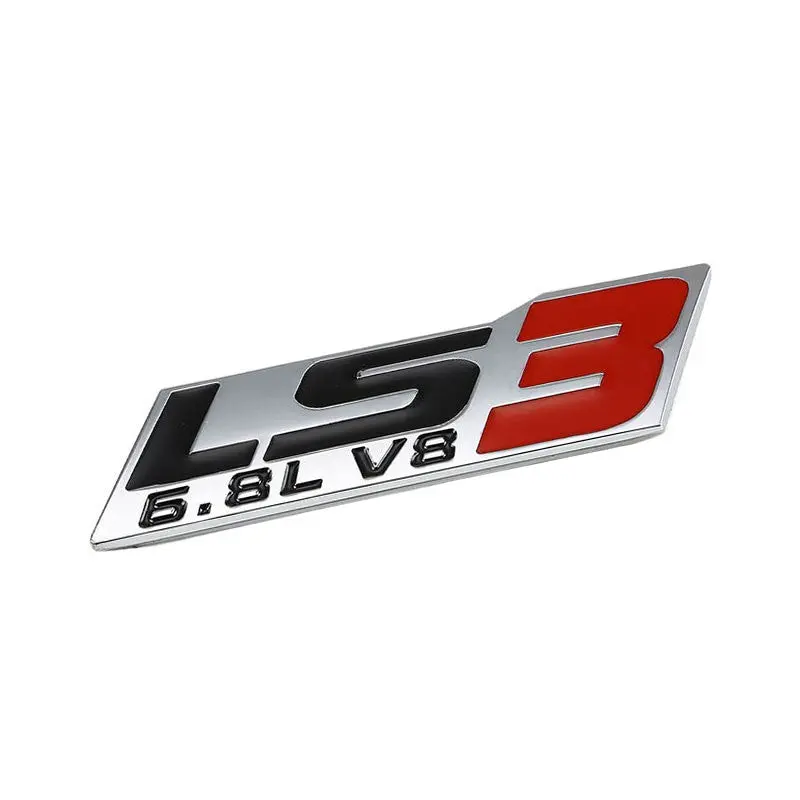 Black/Red/Chrome 6.8L Ls3 V8 Engine Trunk Badge Emblem Metal Decal 3M Sticker 1