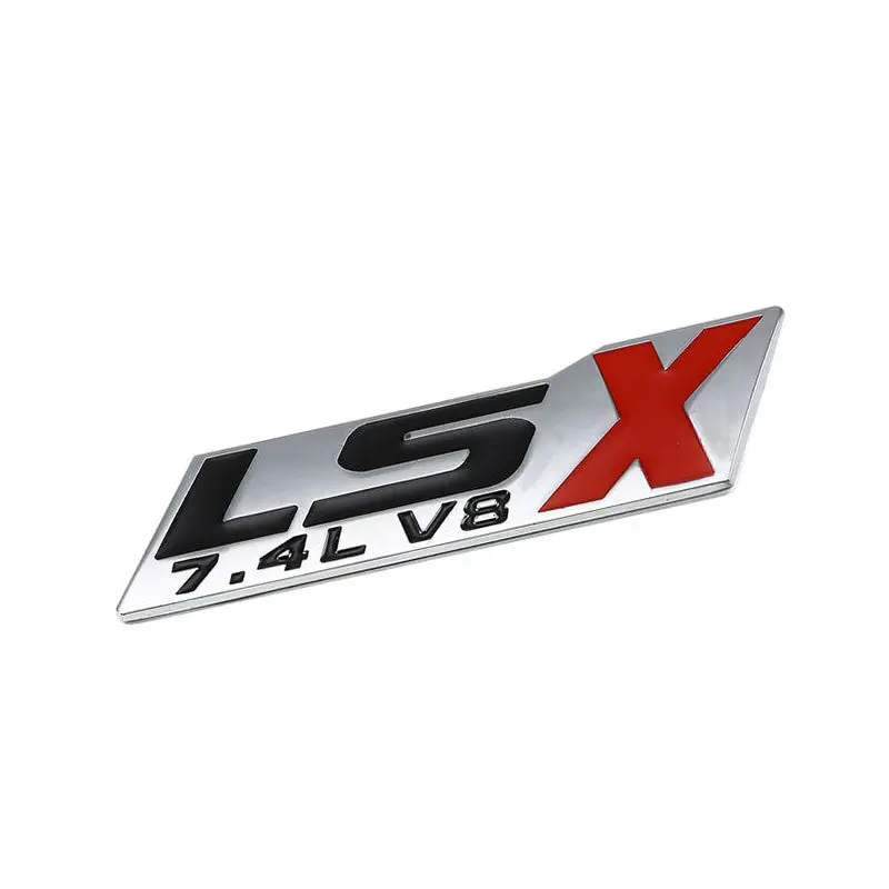 Black/Red/Chrome 7.4L Lsx V8 Engine Trunk Badge Emblem Polished Plate Decal 3M 1