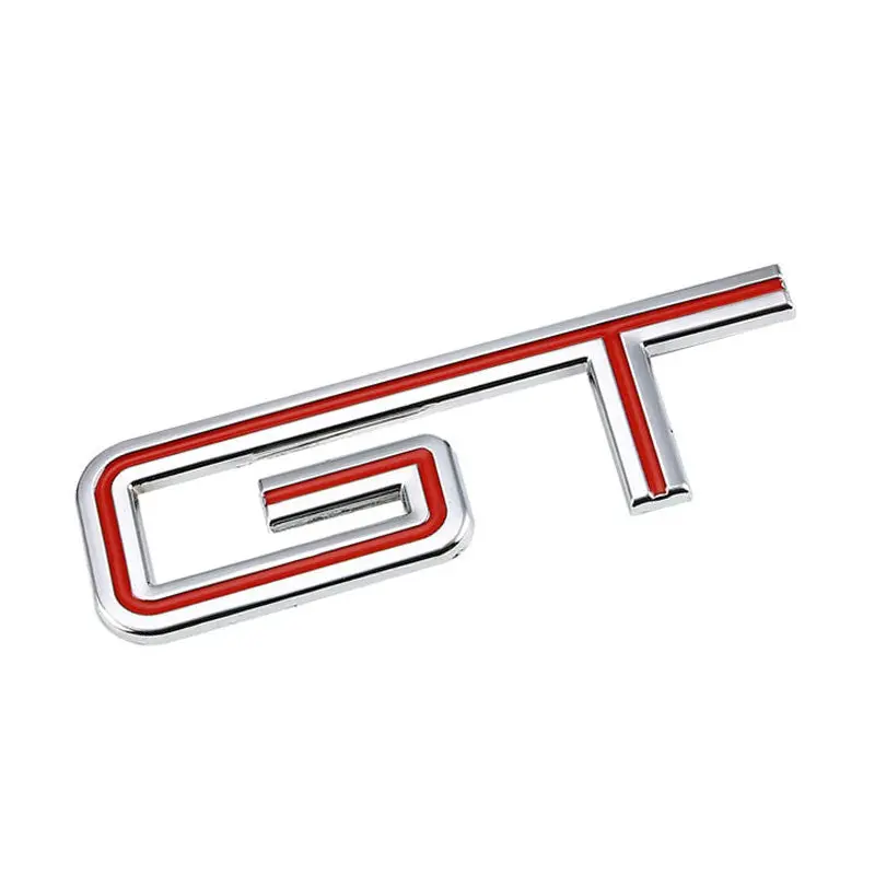 Red/Chrome Gt Logo Engine Sport Car Trunk Badge Emblem Decal 3M Sticker 1