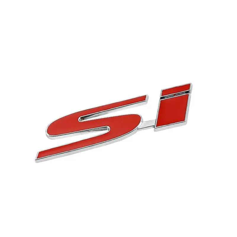 Red/Chrome Si Sign Logo Engine Sport Auto Trunk Badge Emblem Metal Decal 3M 1