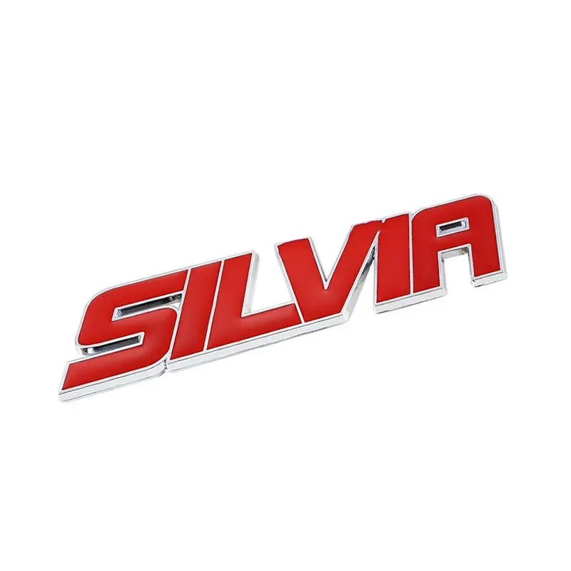 Red Silvia Logo Sign Name 240 S13 S14 Car Trunk Badge Emblem Decal Plate 3M 1
