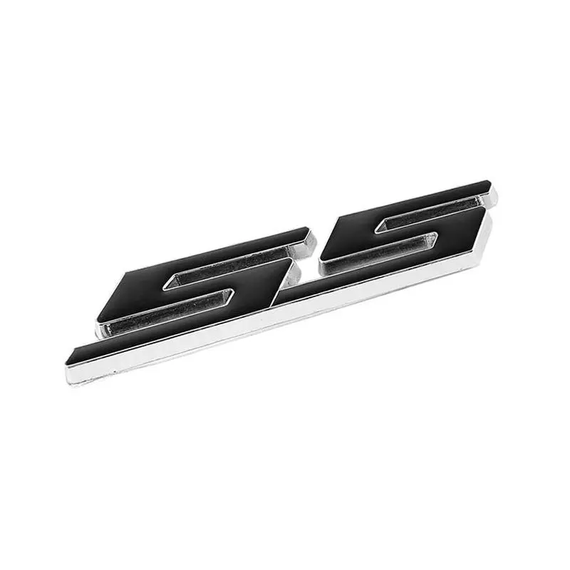 Black Ss Letter Logo Sign Car Trunk Engine Badge Emblem Metal Plate Decal 3M 1
