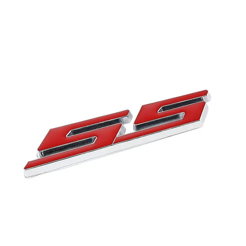 Red Ss Letter Logo Sign Name Car Trunk Body Badge Emblem Decal Plate 3M Tape 1