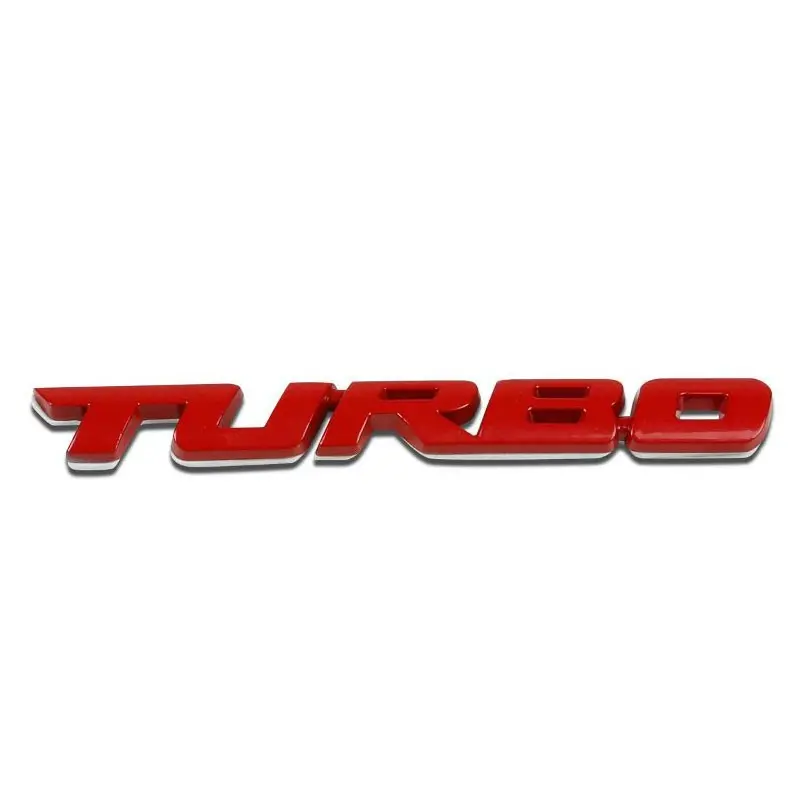 Red Turbo Letter Logo Sport Race Trunk Badge Hood Emblem Decal Sticker 1
