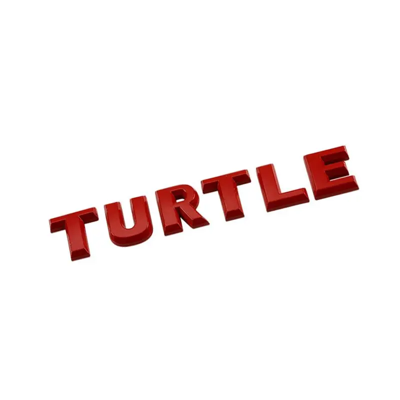 Red Turtle Text Logo Sign Name Trunk Badge Emblem Metal Decal Plate 3M Adhesive 1