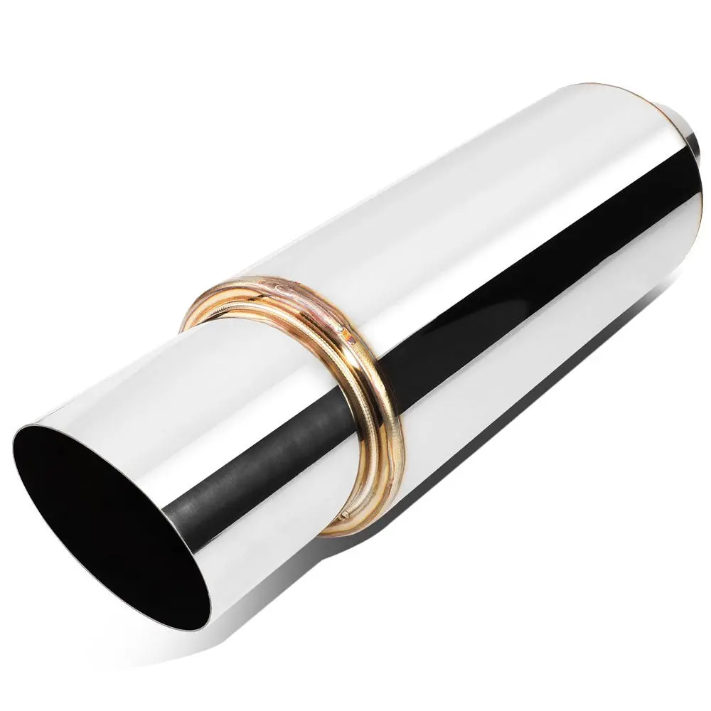 2.5'' Od Inlet 3'' Polished Diagonal Cut Tip Stainless Steel Straight-Through Exhaust Muffler 1