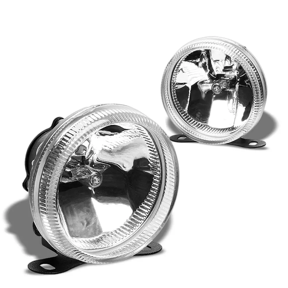 Chrome Housing Clear Lens Front Bumper Driving Round Fog Light/Lamp+Mount Kit 1