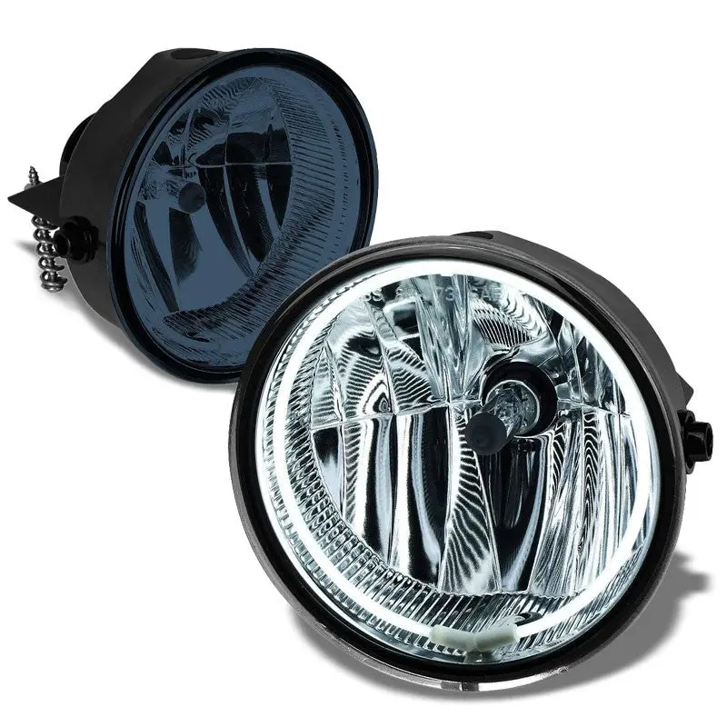 Front Bumper Fog Light Lamp+Halo Ring Ccfl Drl+Bulb Smoke Lens For 11-14 F-150 1