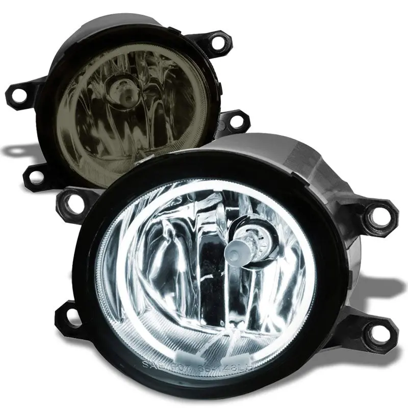 Front Bumper Fog Light Lamp+Halo Ring Ccfl Drl+Bulb Smoke Lens For 07-13 Yaris 1