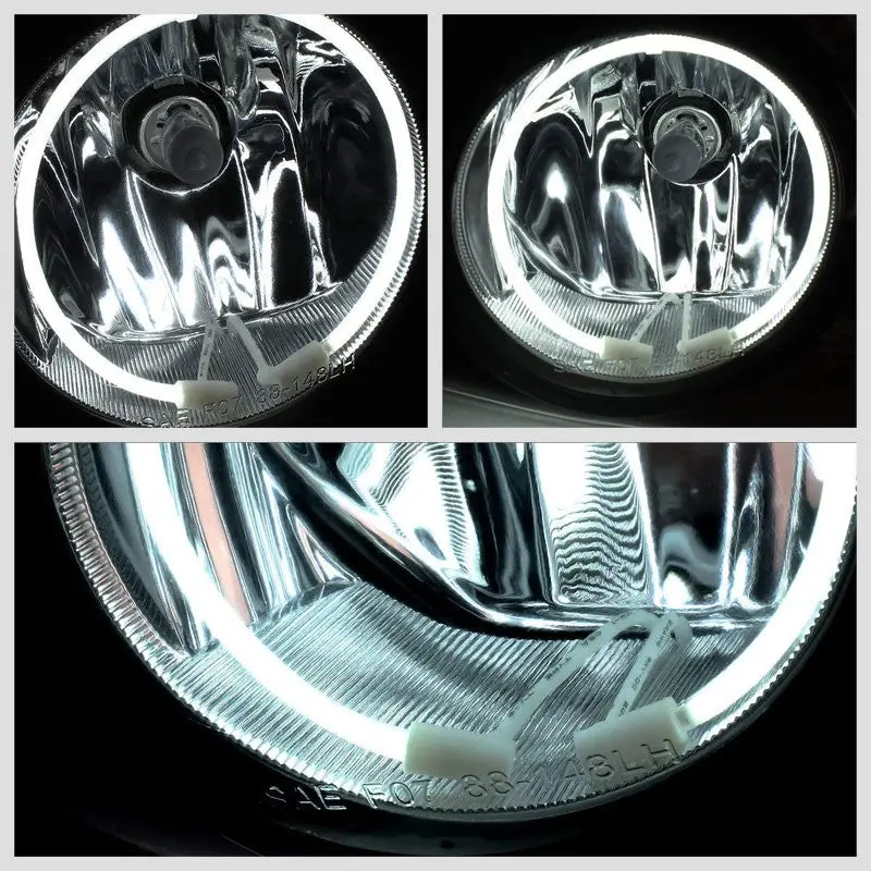 Front Bumper Fog Light Lamp+Halo Ring Ccfl Drl+Bulb Smoke Lens For 07-13 Yaris 2