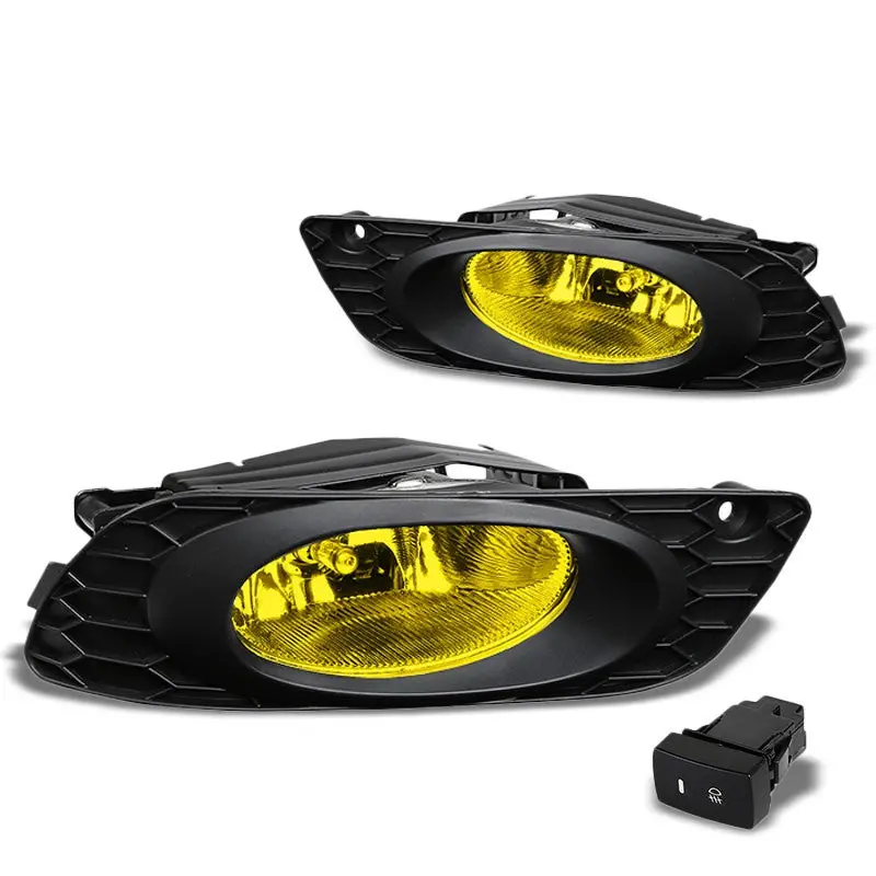 Front Bumper Fog Light Lamp Black Bezel+Bulbs Amber Lens For 12 Civic 4Dr Sedan 1