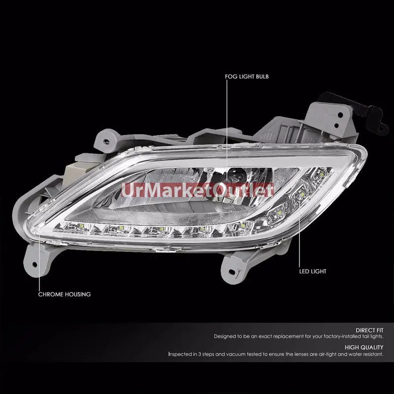 Clear Lens Chrome Housing Led Fog Light/Lamp Kit For 12-16 Veloster Dohc 1