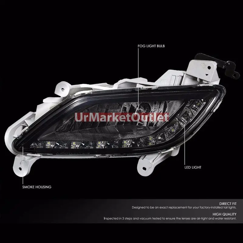 Smoke Lens Chrome Housing Led Fog Light/Lamp Kit For 12-16 Veloster Dohc 1