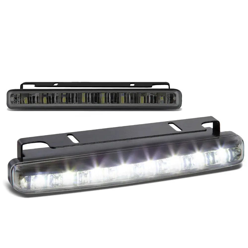 [Smoke Lens] 8 White Led Front Bumper Day Time Running Light Fog Lamp With Mount 6.25" X 1.75" X 0.75" 1