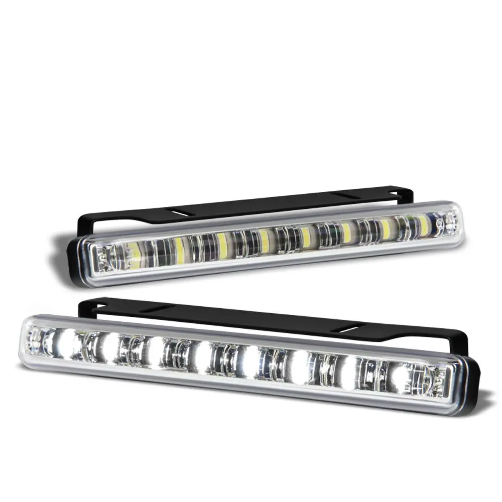 [Clear Lens] 8 White Led Front Bumper Day Time Running Light Fog Lamp With Mount 6.25" X 1.75" X 0.75" 1