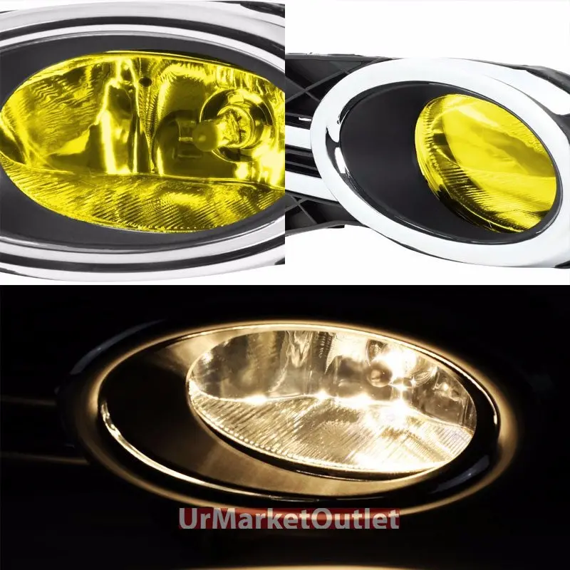 Yellow Amber Len Bumper Fog Light Lamp W/Bezel +Switch For 14-16 Odyssey El5 1