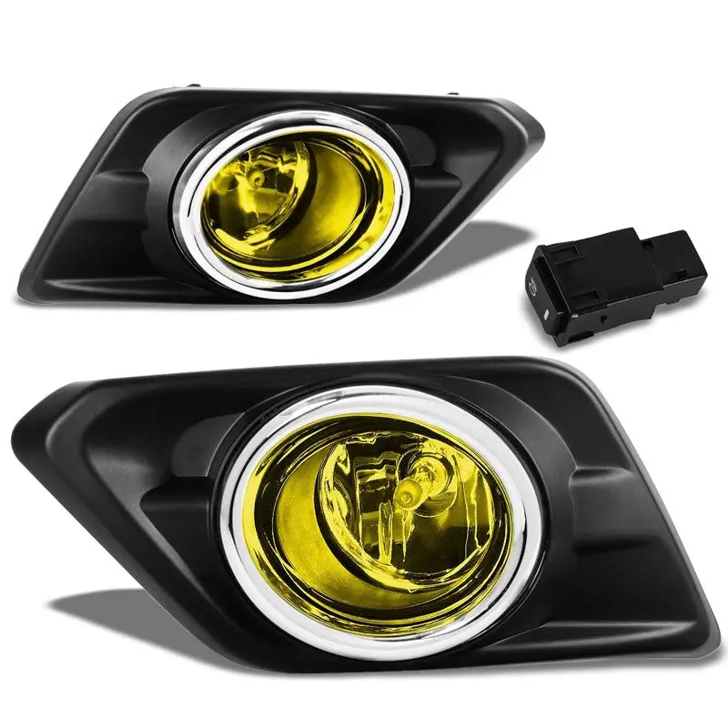 Front Bumper Replace Fog Light Lamp Chrome Bezel+Bulb Amber Lens For 14-16 Rogue 1
