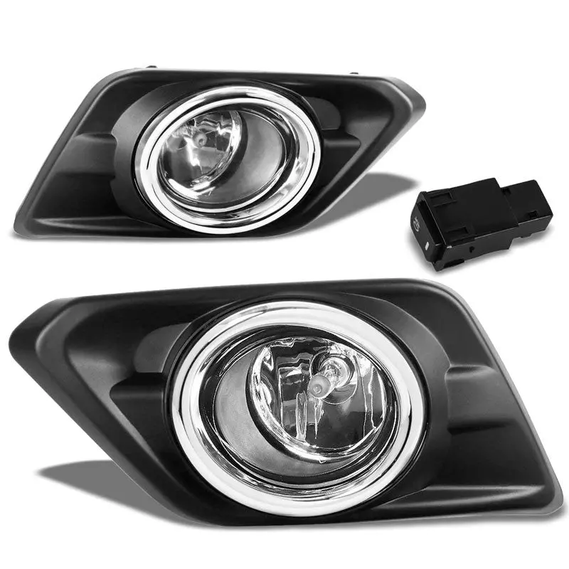 Front Bumper Replace Fog Light Lamp Chrome Bezel+Bulb Clear Lens For 14-16 Rogue 1