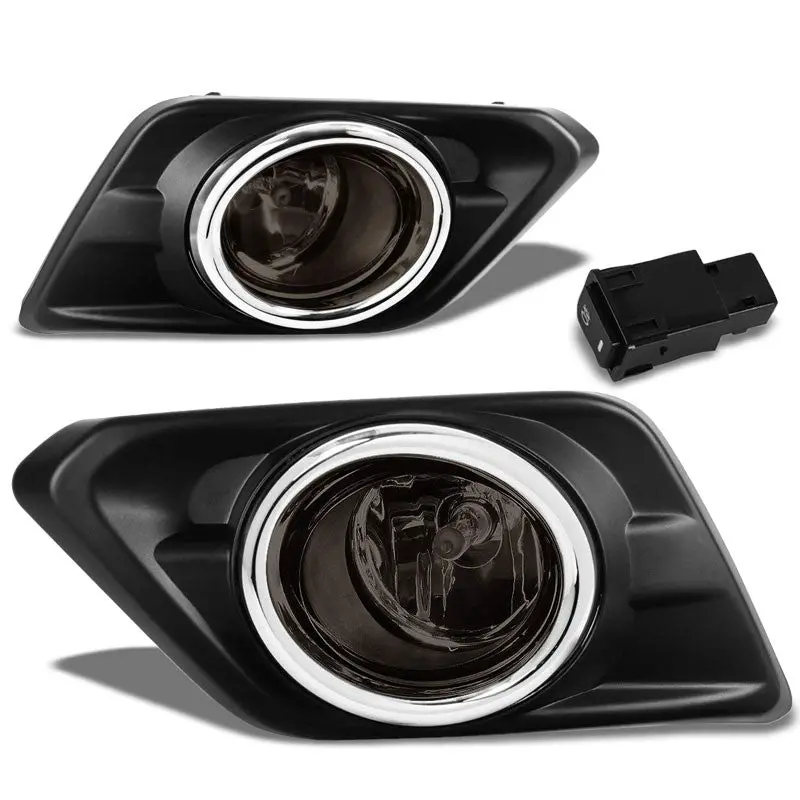 Front Bumper Replace Fog Light Lamp Chrome Bezel+Bulb Smoke Lens For 14-16 Rogue 1