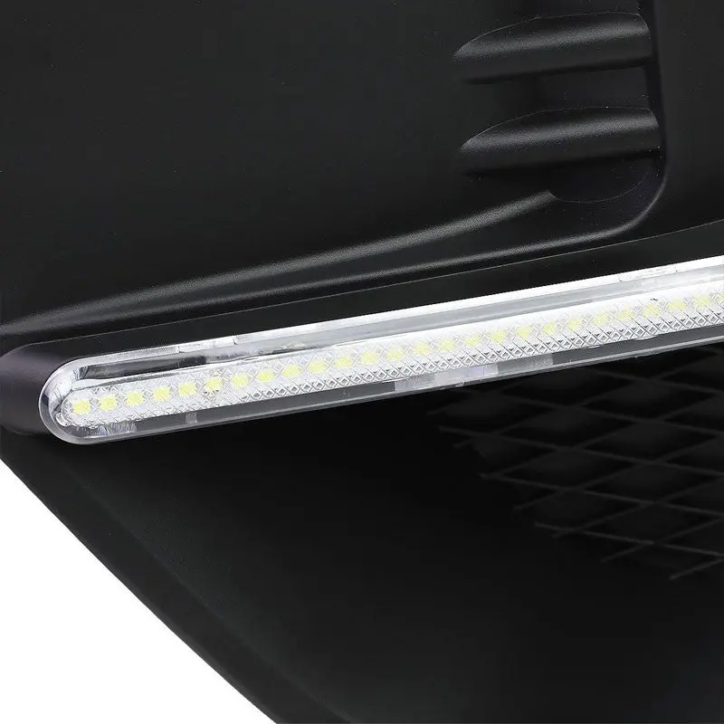 Front Black Fog Light Bezel+Led Drl Running Light Strip For 15-17 Subaru Wrx/Sti 2