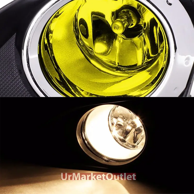 Amber Bumper Fog Light Lamp+Chrome Ring Bezel +Switch For 09-10 Corolla E140 1