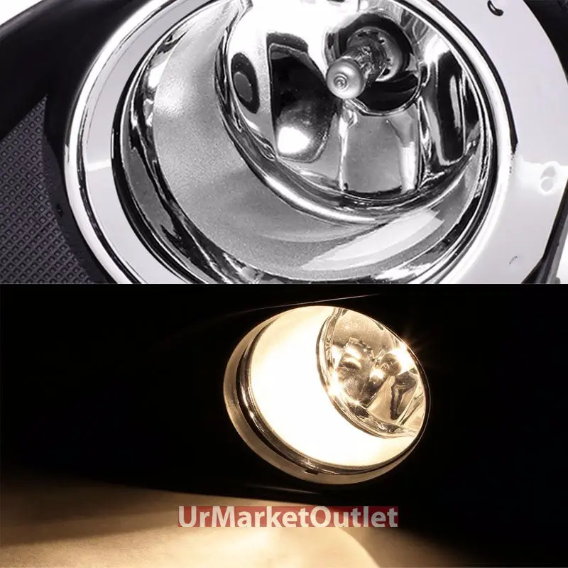 Clear Front Fog Light Lamp+Chrome Ring Bezel +Switch For 09-10 Corolla E140 1
