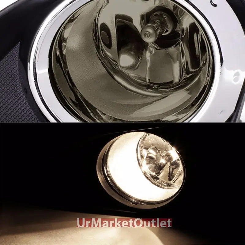 Smoke Front Fog Light Lamp+Chrome Ring Bezel +Switch For 09-10 Corolla E140 1