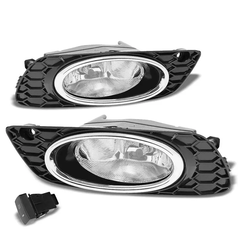 Front Bumper Replace Fog Light Lamp Chrome Bezel+Bulb Clear Len For 12 Civic 4Dr 1