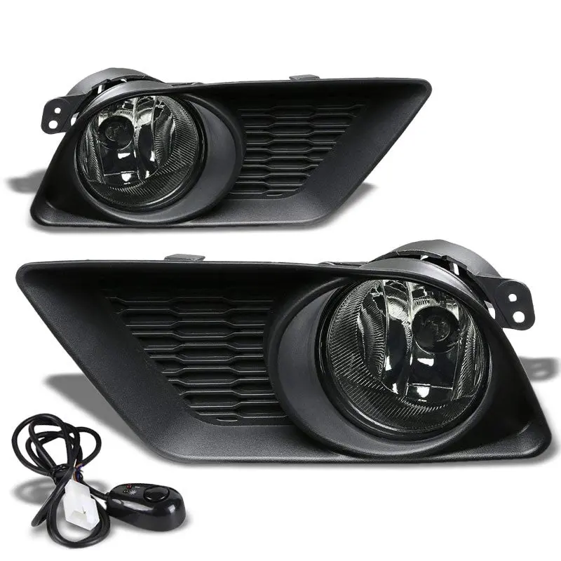 Front Bumper Drive Fog Light Lamp Black Bezel+Bulbs Smoke Lens For 11-14 Charger 1