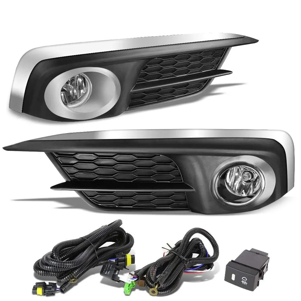 Clear Lens Reflector Bezel Cover Fog Light Kit For 16-17 Civic Coupe/Sedan 1