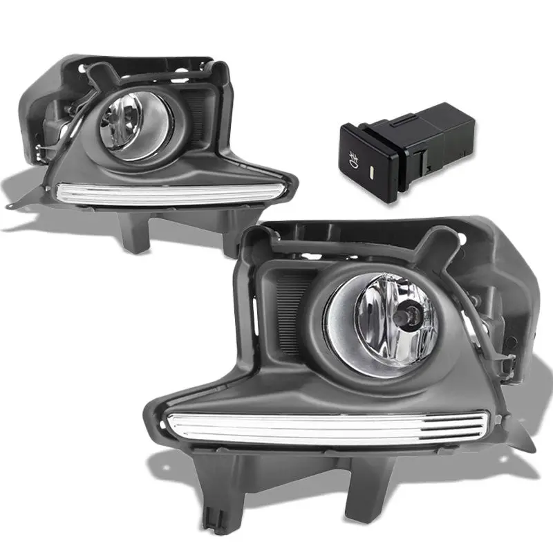 Front Bumper Fog Light Lamp Chrome Bezel+Bulb Clear Lens For 14-16 Highlander 1