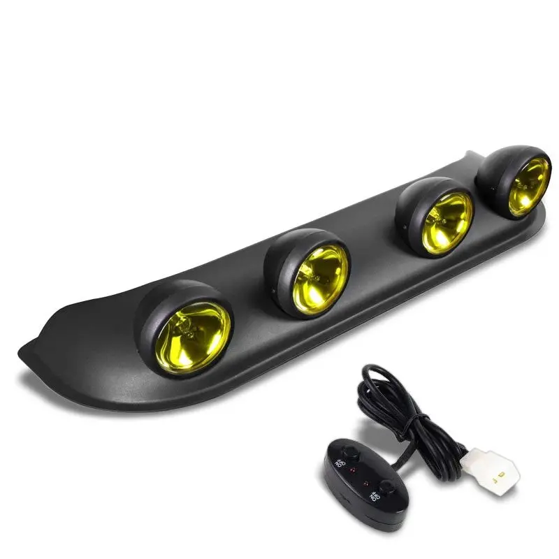 Roof Top Mount Fog Light Lamp Bar Black Bezel Amber Lens Fit Offroad Truck Suv 1