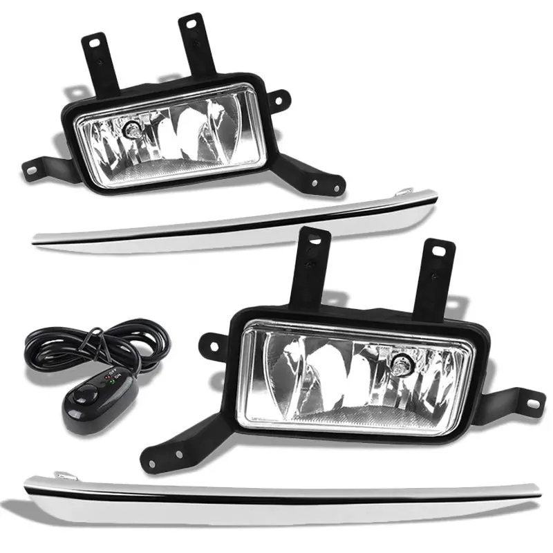 Front Oe Fog Light Lamp+Chrome Bezel+Bulbs Clear Lens For 15-20 Tahoe/Suburban 1