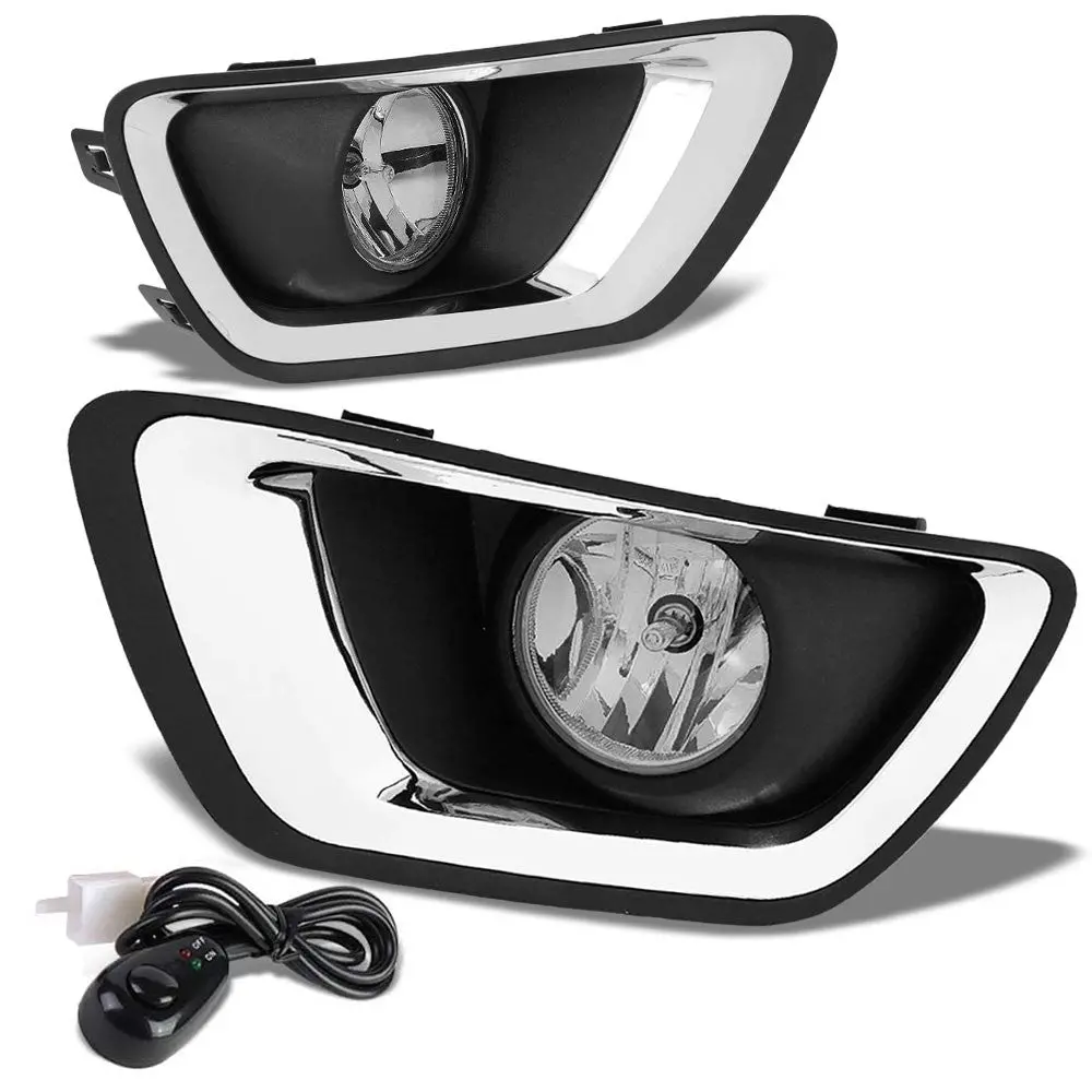 Clear Lens Chrome Trim Bezel Cover Fog Light Lamp For 15-19 Chevrolet Colorado 1