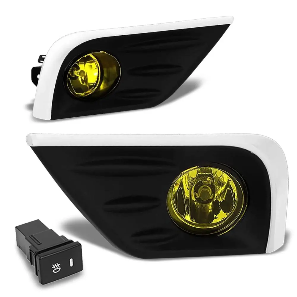 Amber Lens Chrome Trim Bezel Cover Fog Light Lamp For 16-18 Nissan Altima Sedan 1